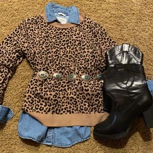 A New Day Leopard Print Tan and Black Sweater Size XL